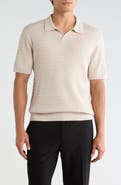Robert Barakett Rylan Johnny Collar Cotton Blend Polo Sweater