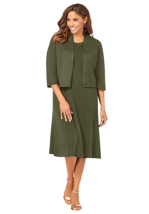2-Piece Sweater Jacket Dress (Plus Available)