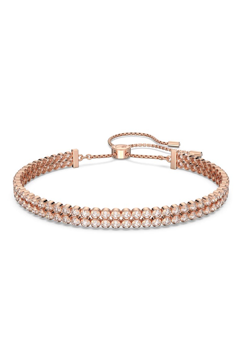 Matrix Double Crystal Slider Bracelet, Main, color, ROSE GOLD