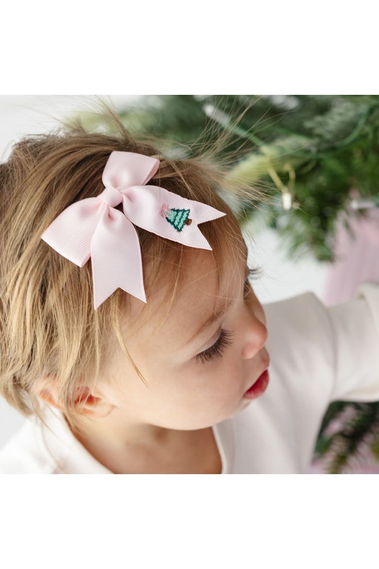 Christmas Tree Embroidered Bow Baby Headband, Alternate, color, Pink