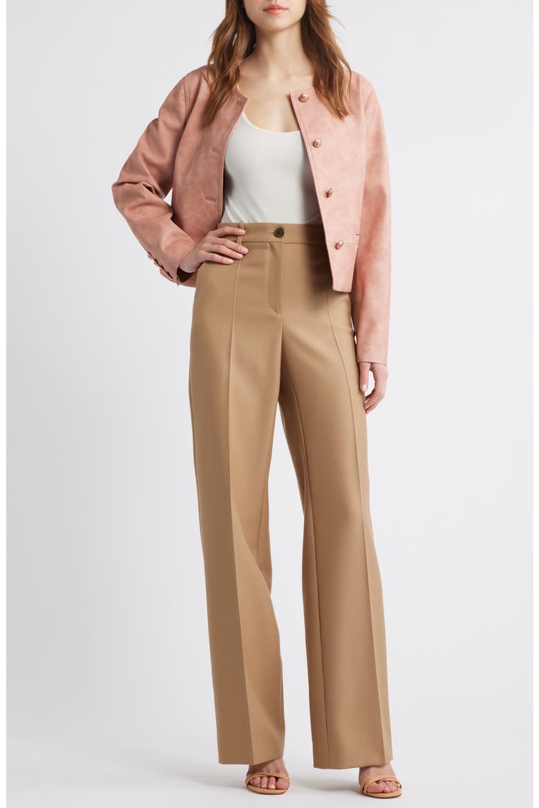 Lyles Faux Leather Crop Jacket, Alternate, color, ROUGE
