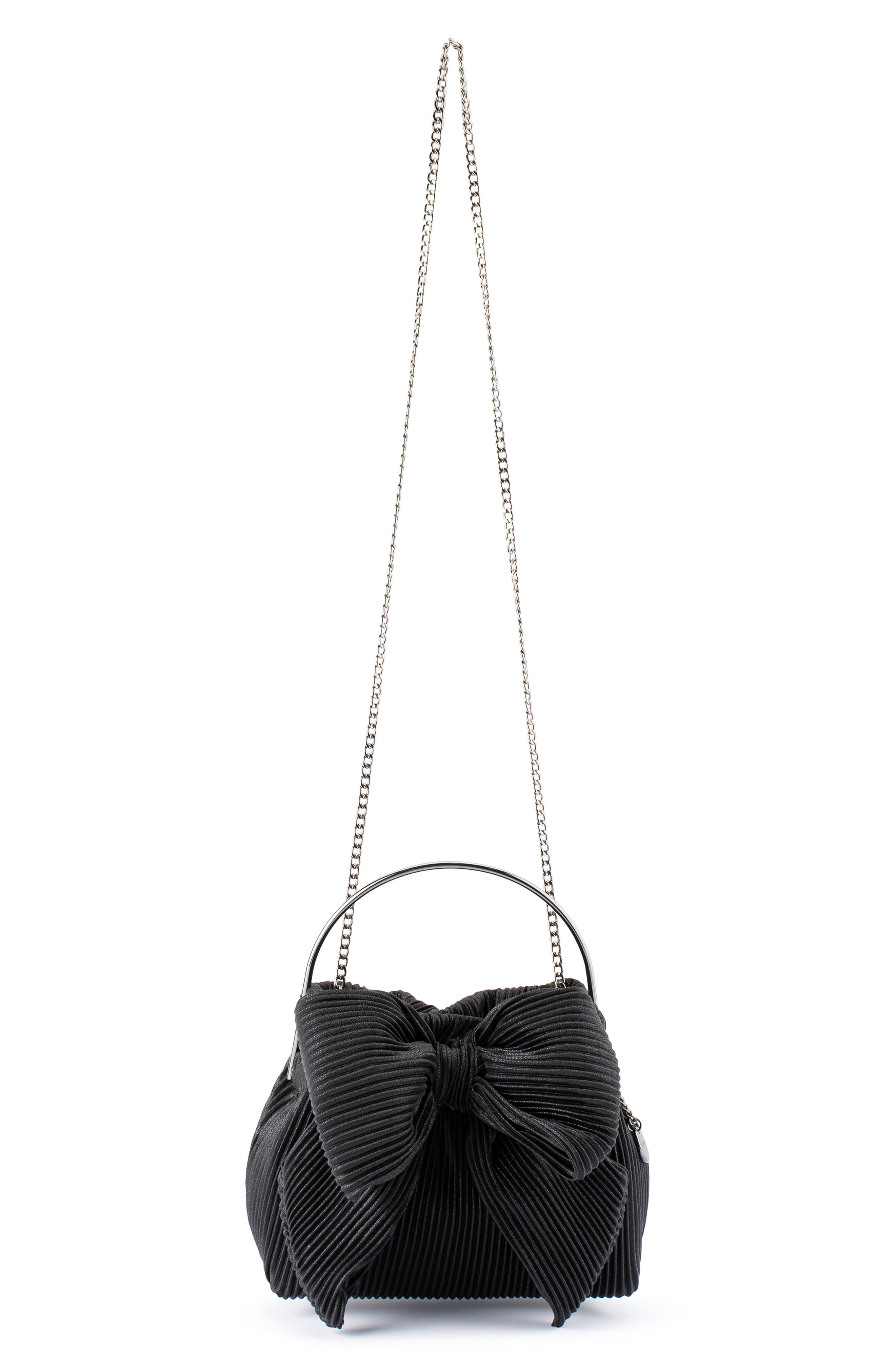 Olga Berg Elise Pleated Top Handle Bag, Alternate, color, Black