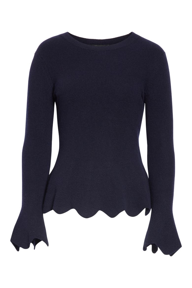 Bobbe Wool Blend Peplum Sweater, Alternate, color, NAVY