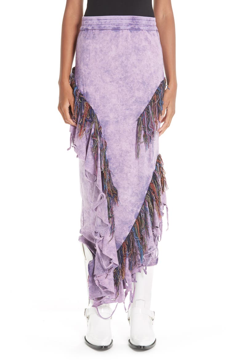 Anna Ikat Fringe Skirt, Main, color, PURPLE