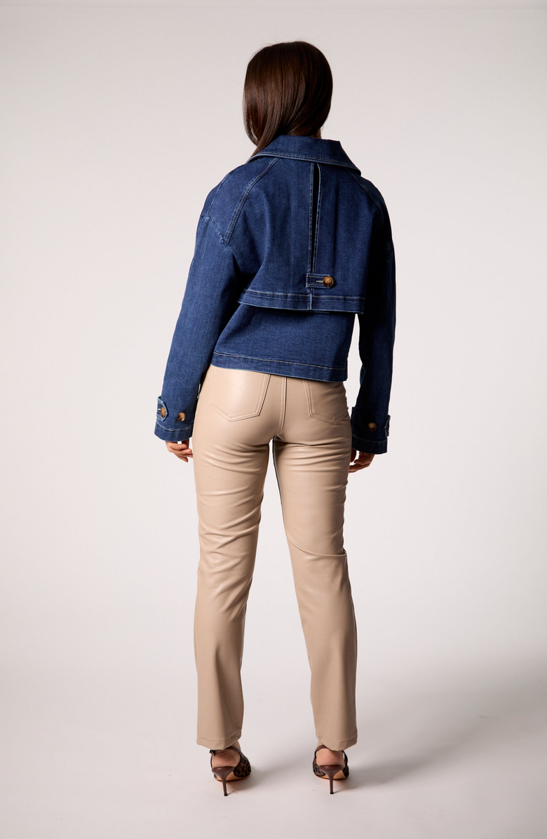 BLUE REVIVAL Lana Cropped Trench Coat, Alternate, color, Lisbon