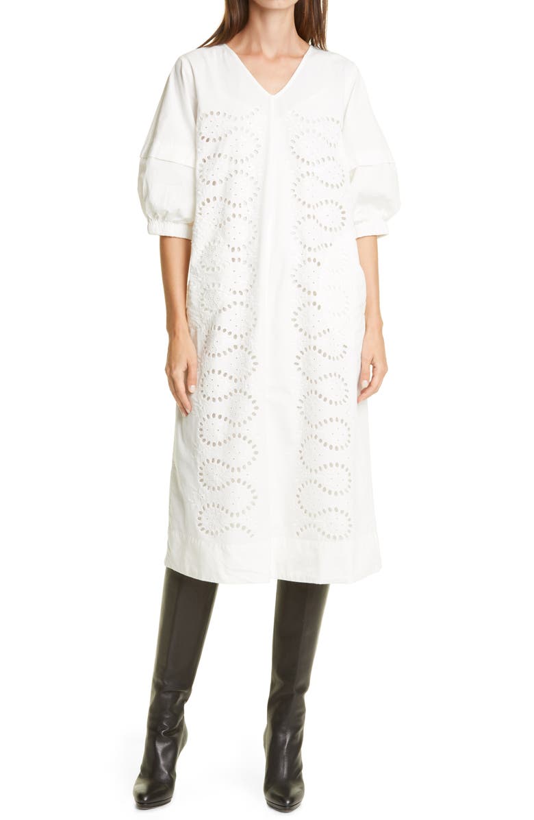 Sea Marina Relaxed Eyelet Midi Dress, Main, color, 