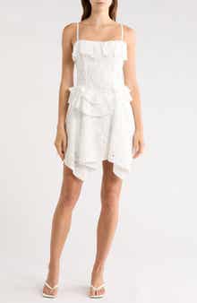 Ruffle Handkerchief Hem Cotton Broderie Anglaise Sundress