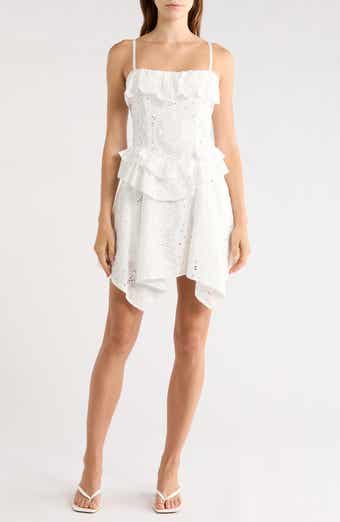 Ruffle Handkerchief Hem Cotton Broderie Anglaise Sundress