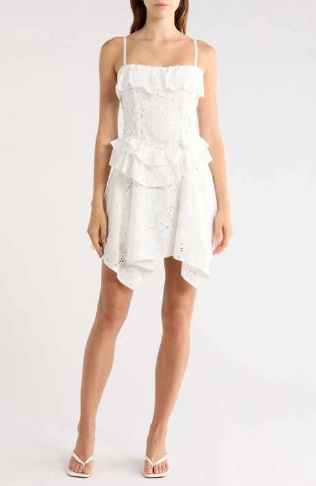 Ruffle Handkerchief Hem Cotton Broderie Anglaise Sundress