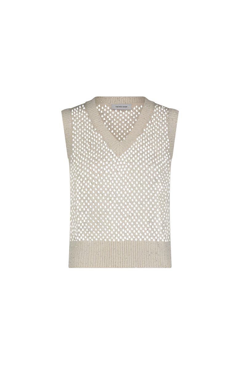The Noli Shop Addison Sequin Crochet Top, Alternate, color, Pearl