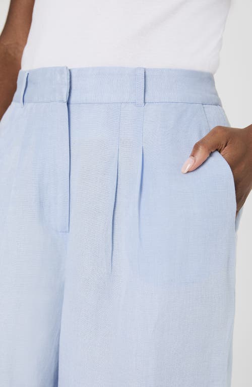 Shop French Connection Birdie Wide Leg Linen Blend Pants In Cashmere Blue