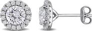 Created Forever Sterling Silver Round Lab Grown Diamond Halo Stud Earrings