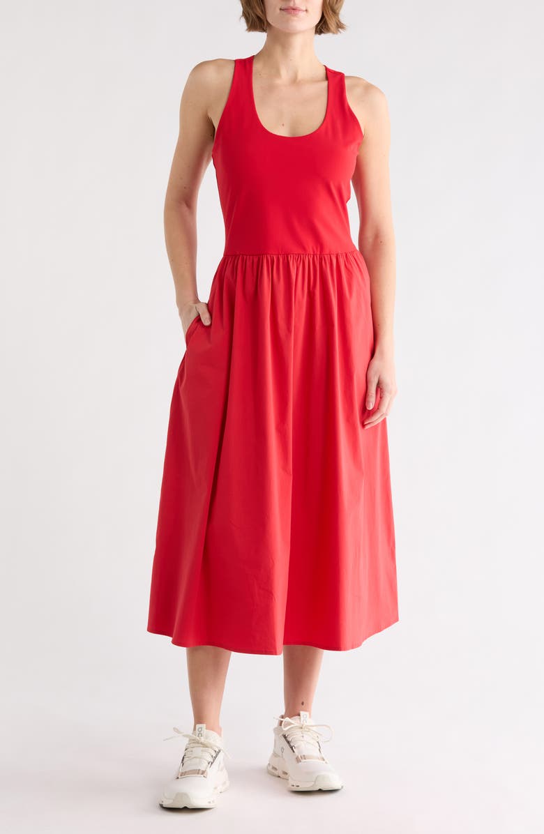 Sweaty Betty Explorer Rib Bodice Racerback Dress, Main, color, Carmine Red