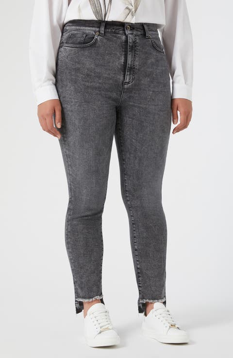 Santos Frayed Step Hem Ankle Skinny Jeans (Plus)