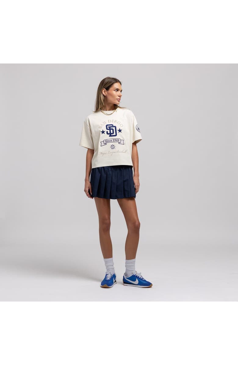 Mitchell & Ness Women's Mitchell & Ness  Cream San Diego Padres Cooperstown Yacht Rock Boxy Cropped T-Shirt, Main, color, Cream