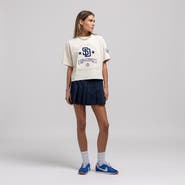 Mitchell & Ness Women's Mitchell & Ness Cream San Diego Padres Cooperstown Yacht Rock Boxy Cropped T-Shirt