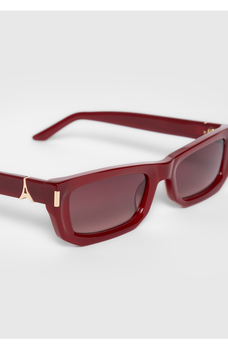 Manière De Voir Milan Curved-Frame Sunglasses, Alternate, color, Red