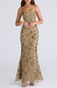 HOUSE OF CB Naima Bronze Embellished Corset