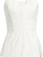 Reformation Ashlyn Pleated Peplum Strapless Top