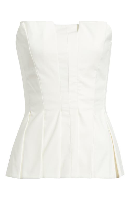 Reformation Ashlyn Pleated Peplum Strapless Top In White