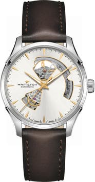 Hamilton Jazzmaster Open Heart Automatic Leather Strap Watch, 40mm