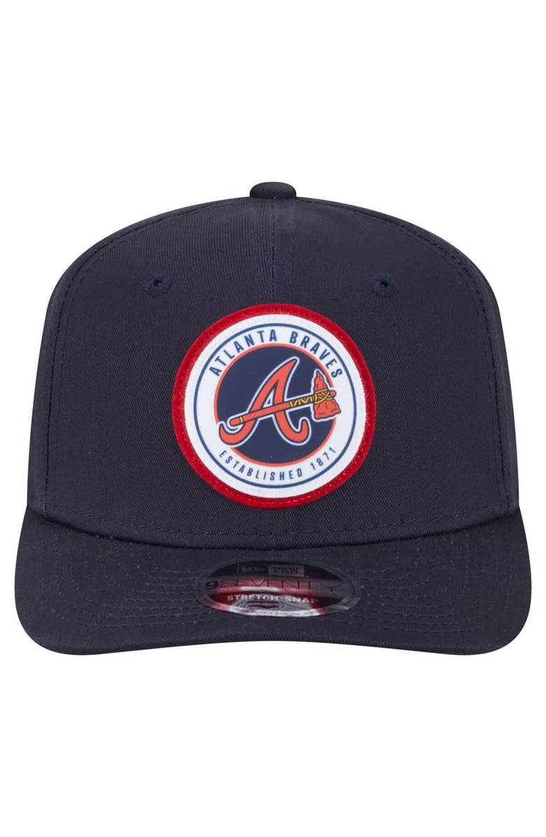 New Era Men's New Era Navy Atlanta Braves Circle Patch 9SEVENTY Stretch-Snap Hat, Alternate, color, 