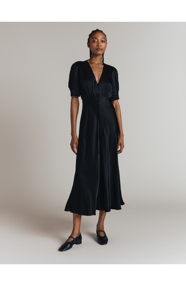 Ghost London Madison Satin Midi Dress, Main, color, Black