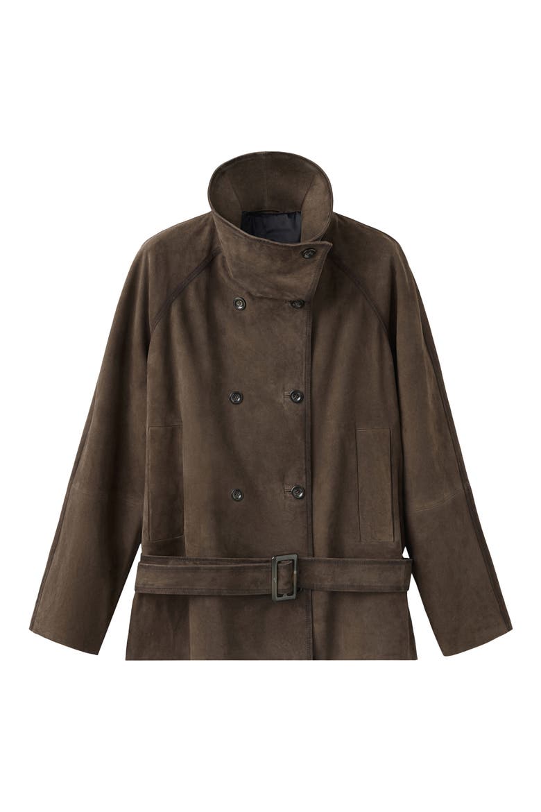 Belted Suede Jacket, Main, color, KHAKI GREEN