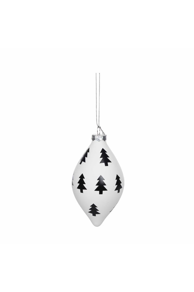 Black & White Tree Pattern Ornament Set of 2, Alternate, color, White