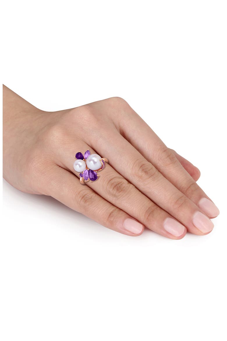 Cultured Pearl & Semiprecious Stone Cluster Ring, Alternate, color, PURPLE