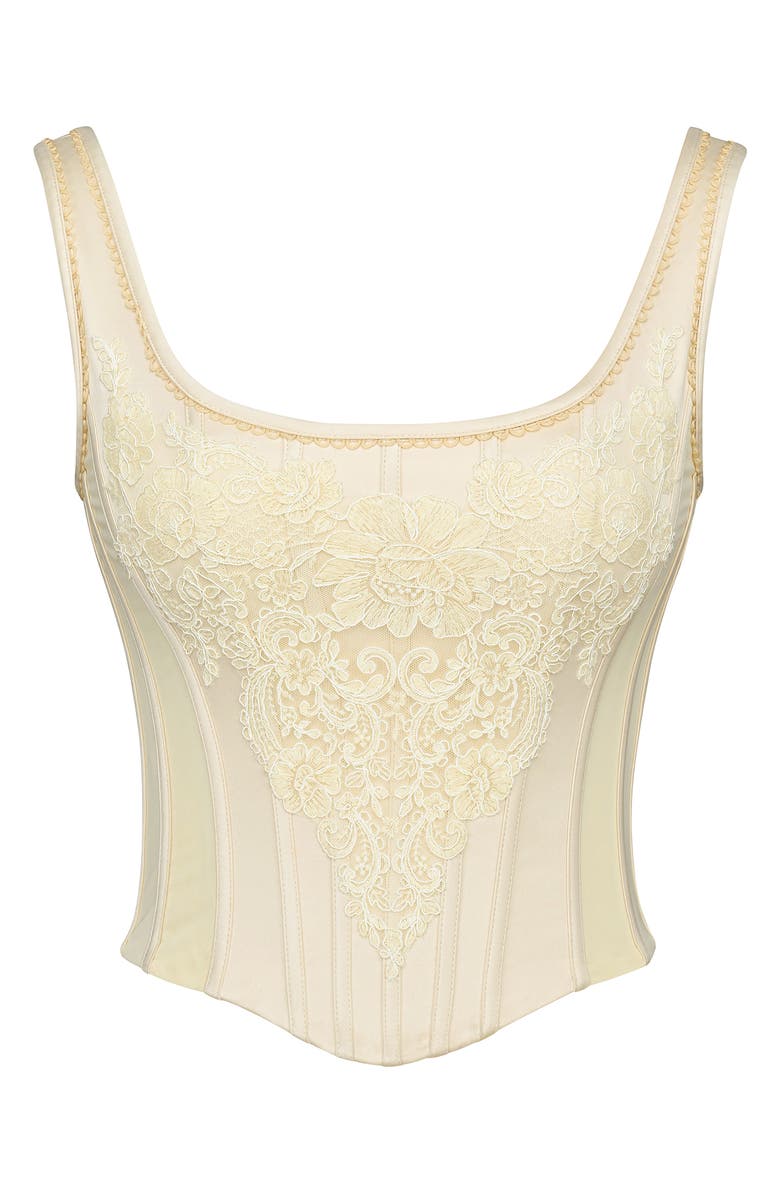HOUSE OF CB Mimi Ivory Embroidered Corset Top, Alternate, color, Vintage Ivory