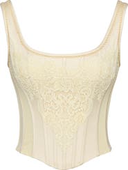 HOUSE OF CB Mimi Ivory Embroidered Corset Top
