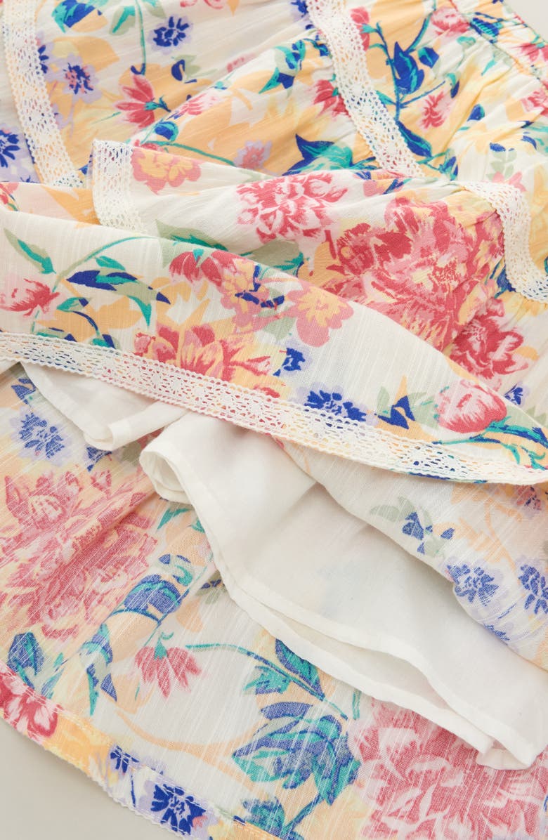 Nordstrom Kids' Lace Trim Ruffle Skort, Alternate, color, Ivory- Pink Verano Bloom