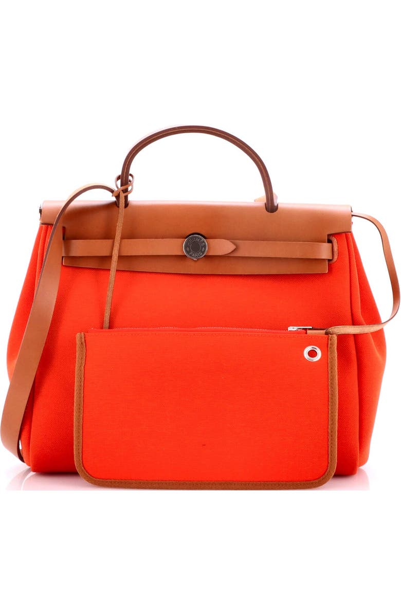 Pre-Owned Hermes Herbag Zip Leather and Toile 31, Alternate, color, Capucine