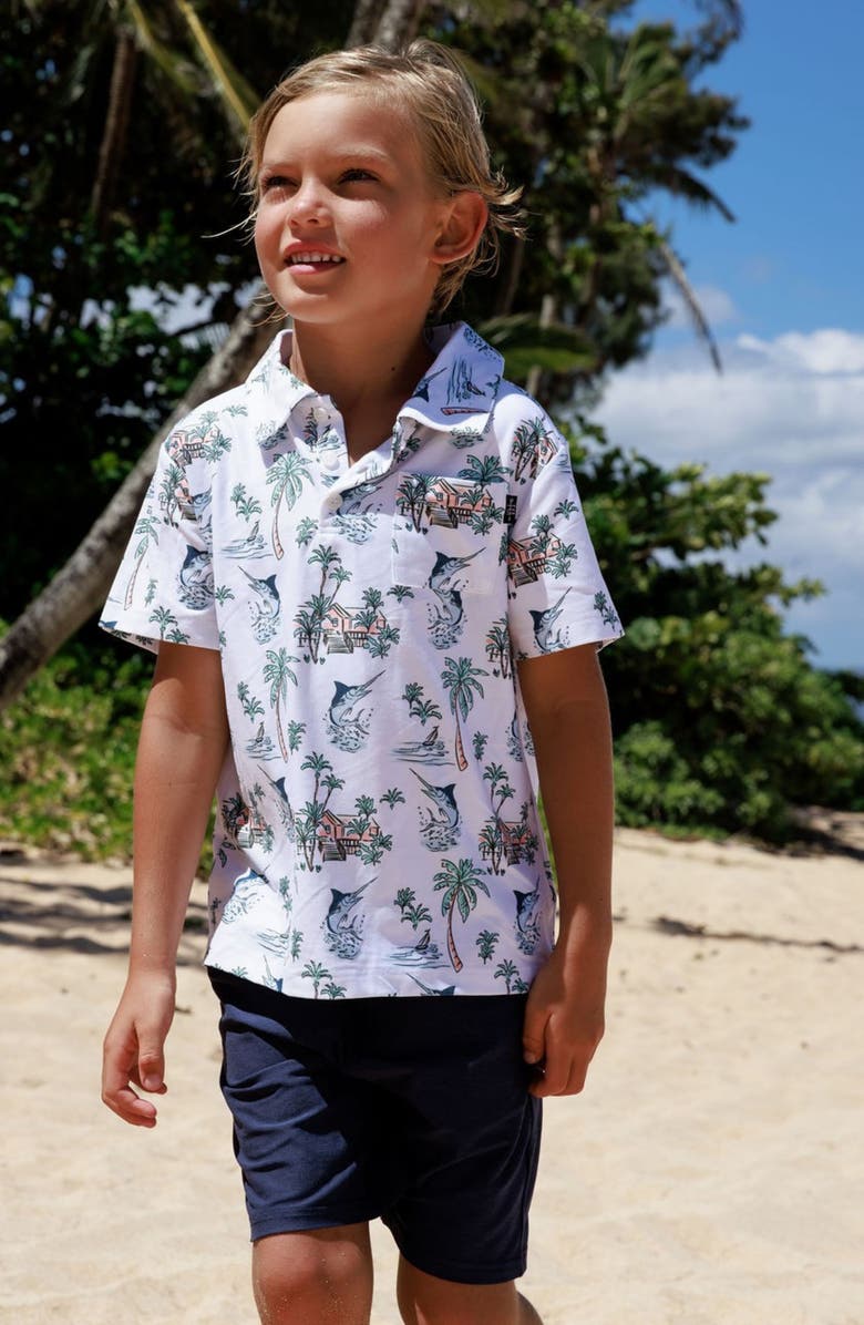 Feather 4 Arrow Kids' Feel Good Print Performance Polo, Alternate, color, White