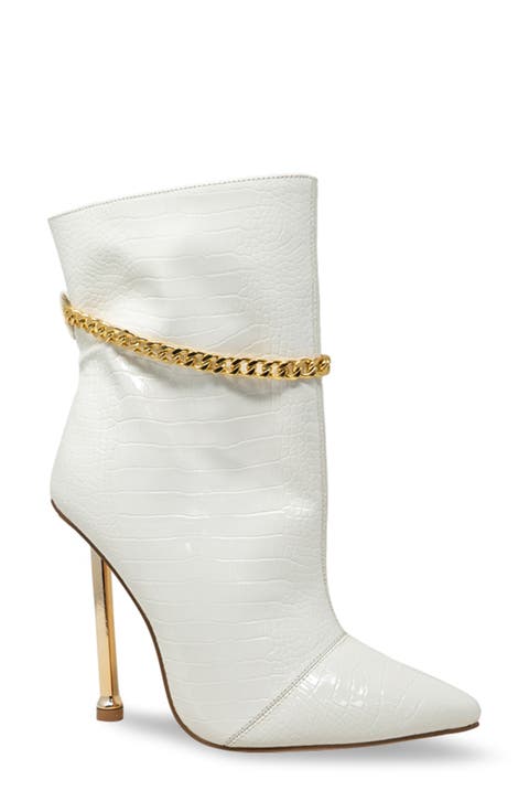 Chain Embellished Stiletto Heel Bootie (Women)