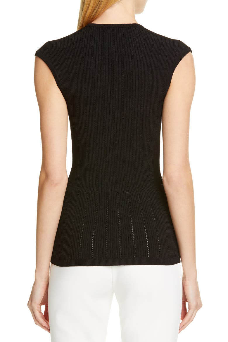 Shoulder Button Rib Knit Top, Alternate, color, 0PA NOIR