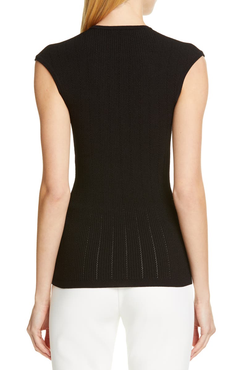 Balmain Shoulder Button Rib Knit Top, Alternate, color,