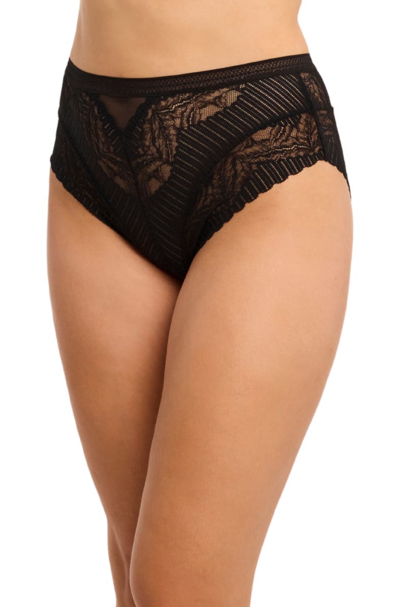 Montelle Intimates Temptation High Waist Lace Panties, Main, color, Black/Sand