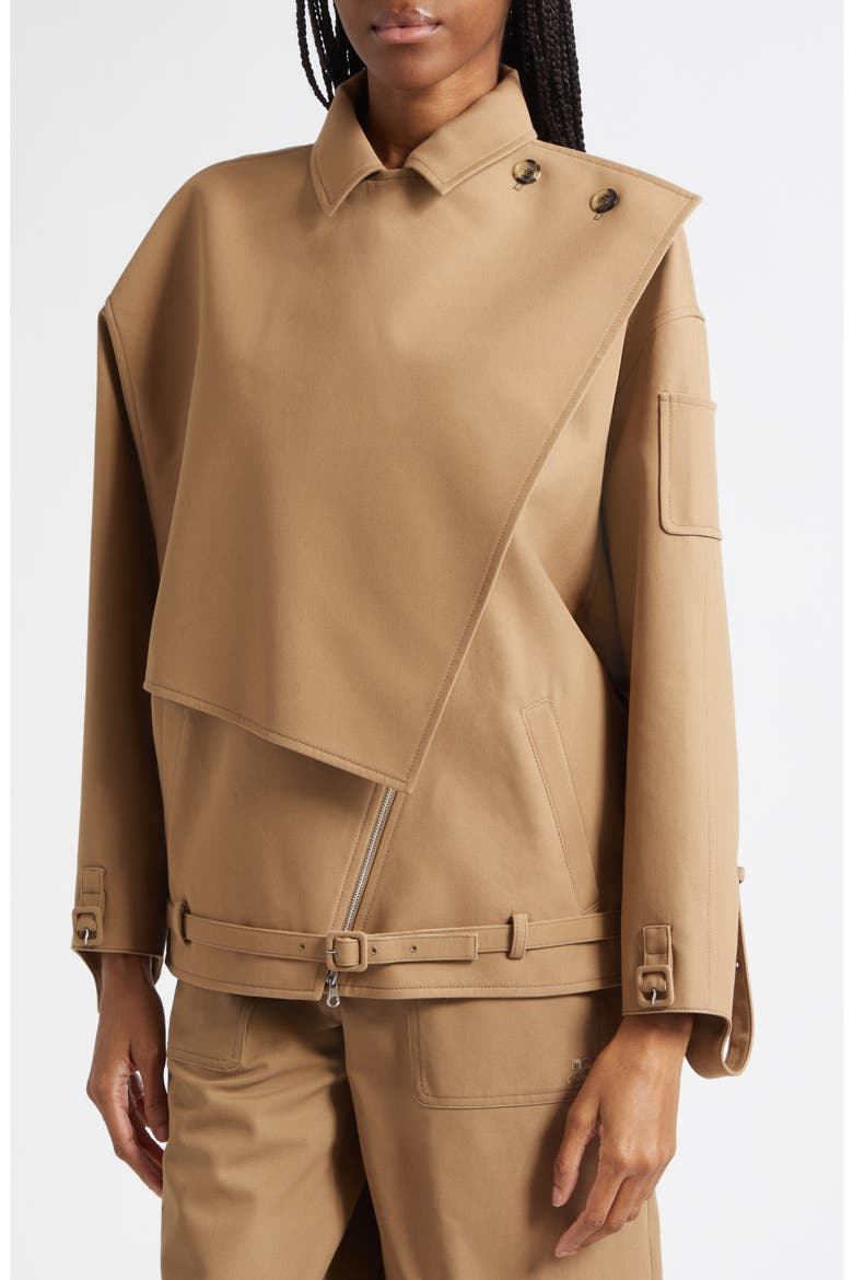 Oblique Short Cotton Trench Jacket, Alternate, color, FAUVE