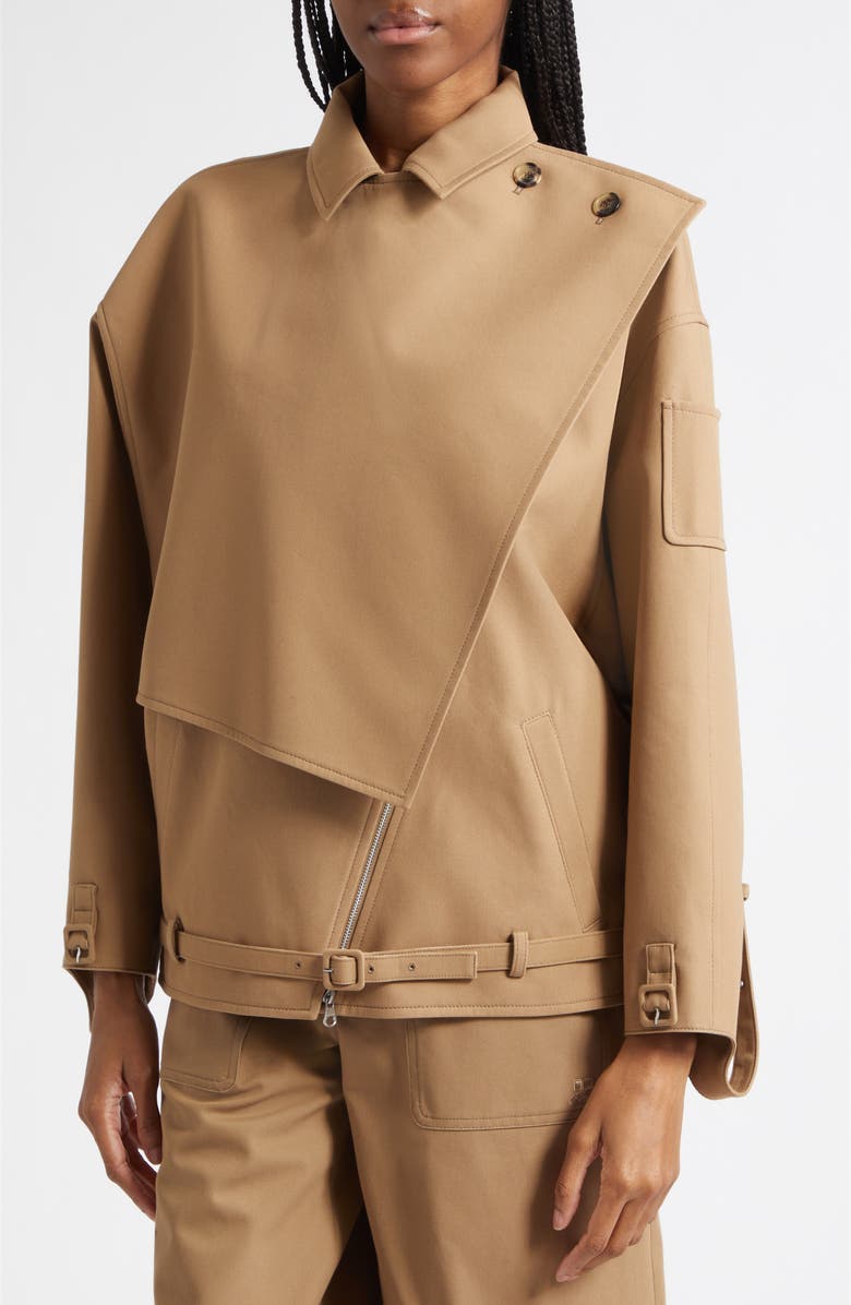 Courrèges Oblique Short Cotton Trench Jacket, Alternate, color, Fauve