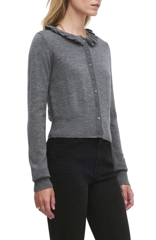 Favorite Daughter The Meet The Parents Ruffle Neck Wool Cardigan In Gray
