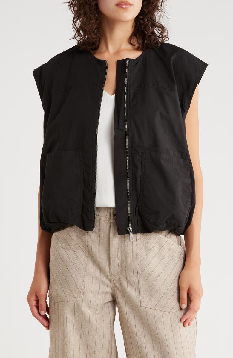 Democracy Zip Poplin Vest, Main, color, Black