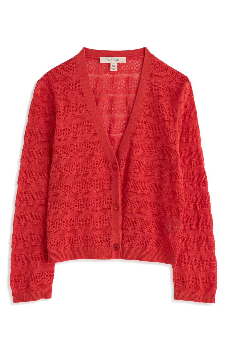 Seasalt Cornwall Sweet Day Pointelle Organic Cotton Cardigan, Alternate, color, Knit Melange Sunstone