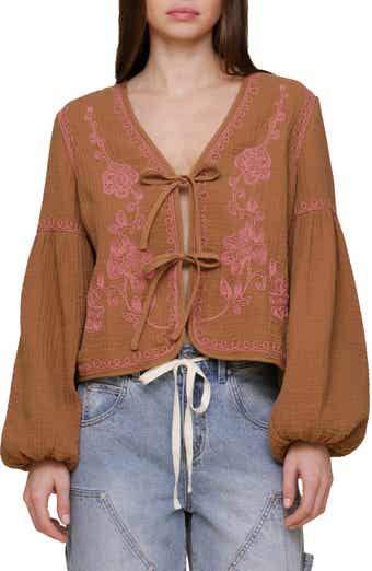 Avec Les Filles Embroidered Blouson Sleeve Jacket