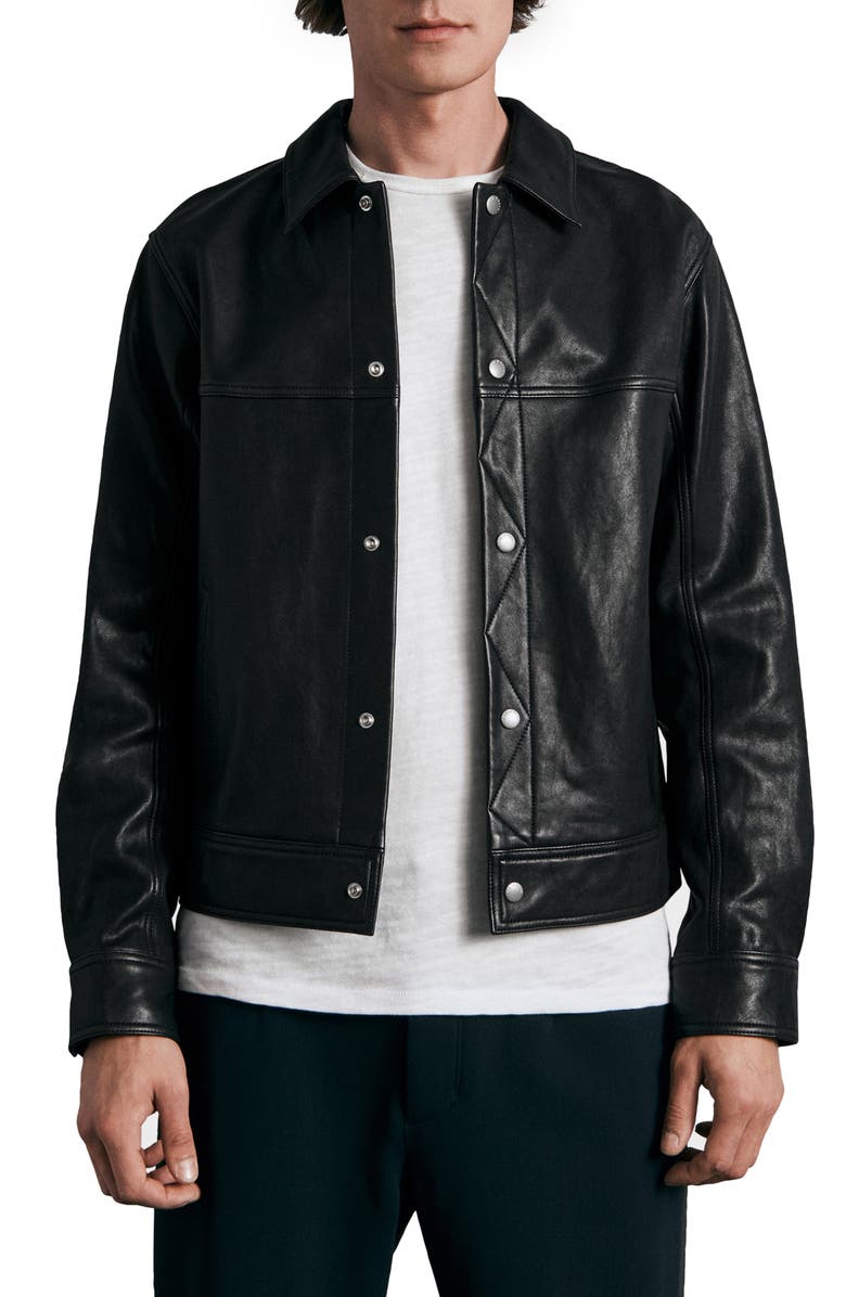 rag & bone Owen Leather Trucker Jacket, Main, color,