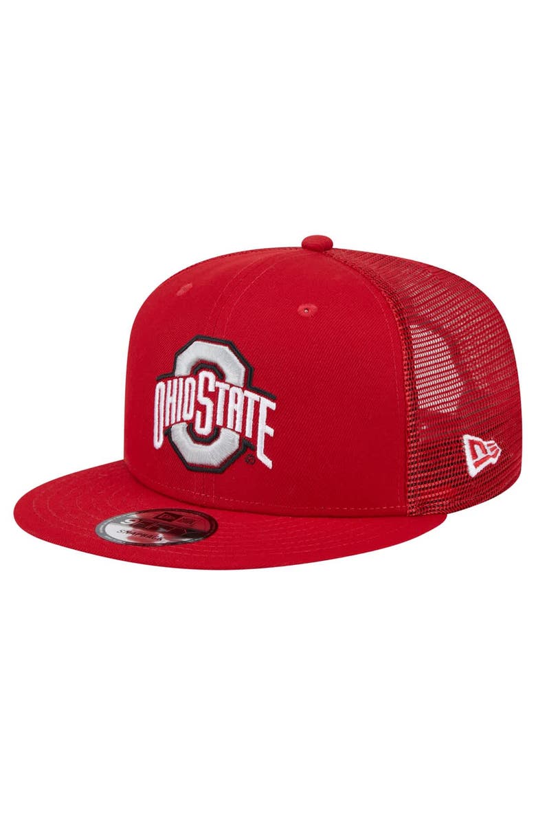 New Era Men's New Era Scarlet Ohio State Buckeyes 9FIFTY Trucker Snapback Hat, Main, color, Scarlet