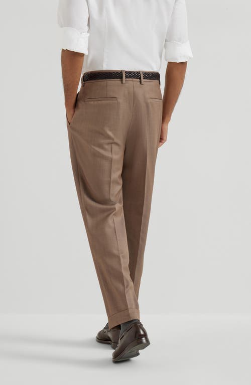 Brunello Cucinelli Pleated Wool Trousers In Brown