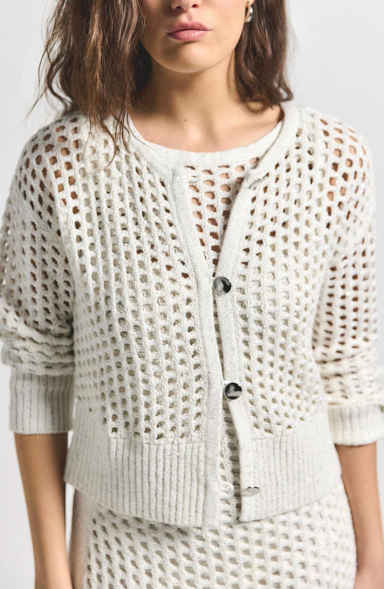 Derek Lam 10 Crosby Syvie Sequin Crochet Cardigan, Main, color, White