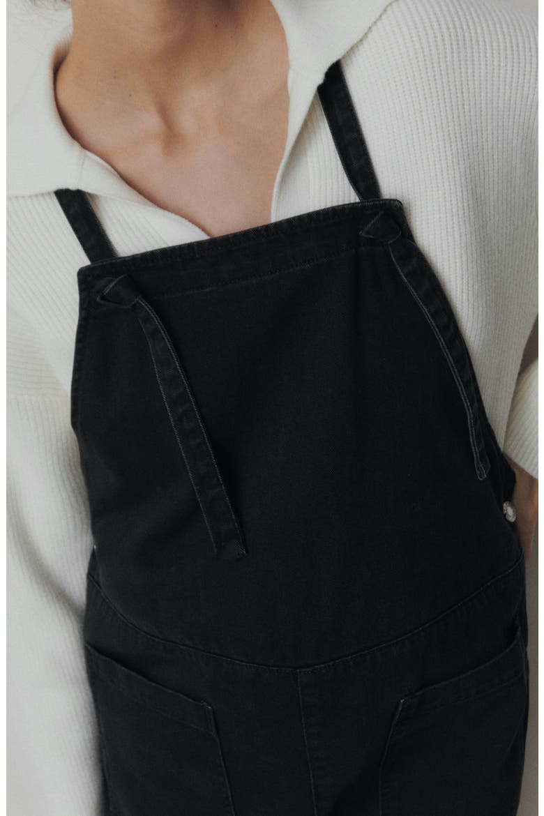 Denim Maternity Overalls, Alternate, color, BLACK DENIM